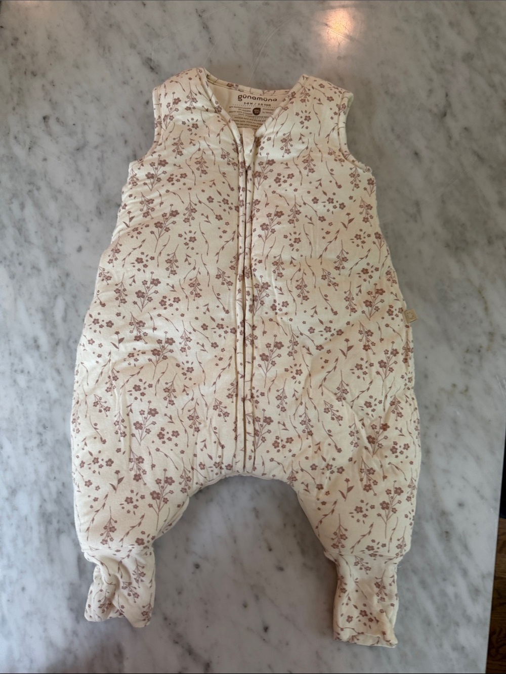 GUNAMONA Cream Floral Sleeveless Sleep Sack - Pink Floral Print